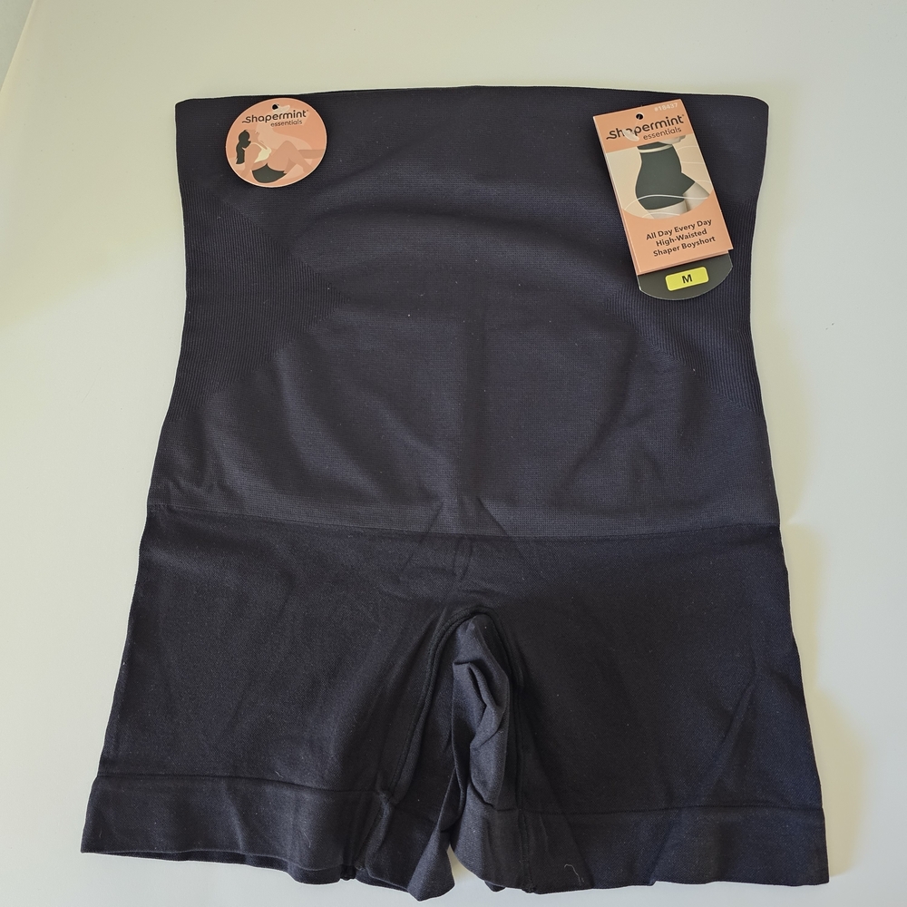 Shapermint Essentials Black High Waist Tummy Control Shaper Shorts M